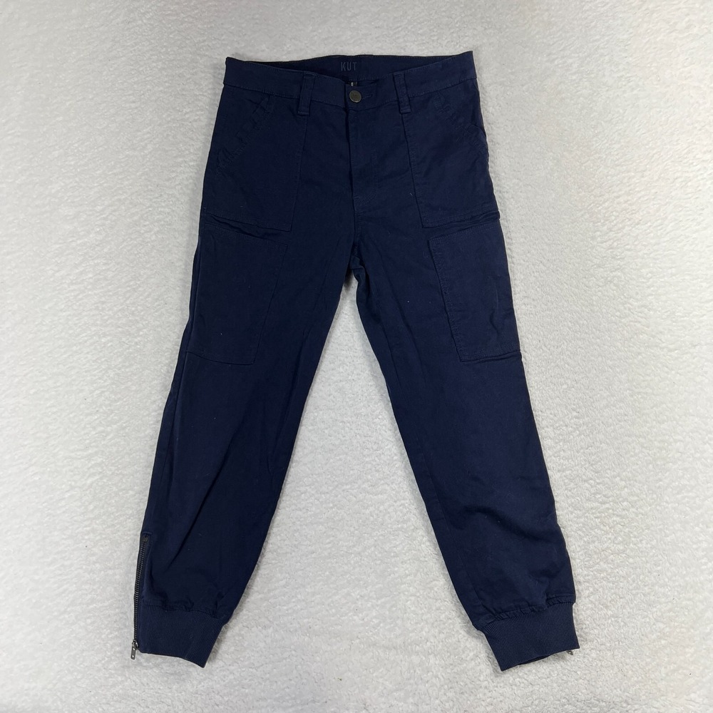 Kut From The Kloth Military Jogger Pants Womens Blue 6 29x23 High Rise Cropped